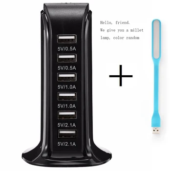 Greitai įkrauti 6-Port USB Įkrovimo Stotis Kelis Elektros Lizdas Smart Phone USB Įkroviklis iPhone Samsung 