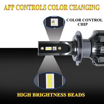 H7 Automobilio LED Žibintų Lemputės Rūko Žibintai Rinkinys RGB Atmosfera Lempos 