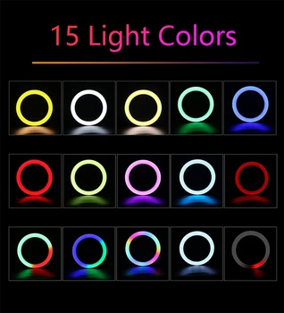 HANTOPER 10 colių RGB Šviesos Žiedas Su Trikojo Live Stream Makiažas Kamera, Led Lempos Ringlight 