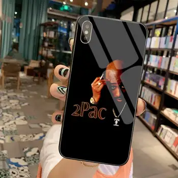 Hip-hop muzikantas 2Pac Tupac Amaru Shakur Telefono dėklas Korpuso Grūdintas Stiklas iPhone 11 Pro XR XS MAX 8 X 7 6S 6 Plus SE 2020 atveju