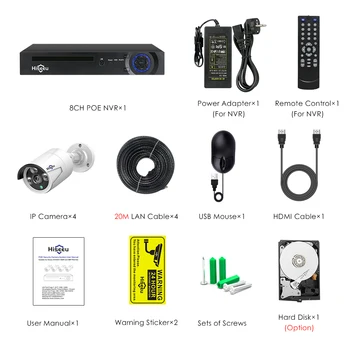 Hiseeu H. 265 8CH 5MP POE Saugumo kamerų Sistema Kit AI Veido Aptikimo Garso Įrašą, IP Kameros IR VAIZDO stebėjimo Vaizdo Stebėjimo NVR Rinkinys