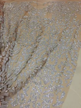 HL0247# Abrikosų bazinė medžiaga sidabro blizgučiai vietoje audiniu Afrikos suknelė prancūzijos suknelė naudojamas su vestuvių suknelė vakarienė etapas