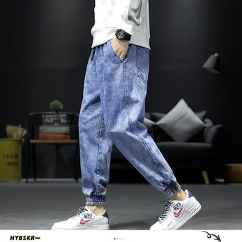 Hybskr Japonų Pusėje Laiškas Išspausdintas Vyrai Džinsinio audinio Poilsiu 2020 Streetwear Elastinga Juosmens Žmogus Laisvas Jeants Vyrų Atsitiktinis Krovinių Kelnės 5XL