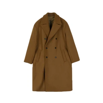 IEFB /vyriški drabužiai vidutinio ilgio vilnoniai paltai, vyriški 2020 m. rudens žiemos sutirštės vilnonių paltų mados dvigubo breasted ilgas kailis 9Y3900