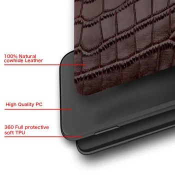 IKOLE Krokodilas Tekstūros Originali karvės odos Odinis Telefono dėklas Samsung Galaxy S10 Lite A71 Minkštas atsparus smūgiams Atgal 360° Pilnas draudimas
