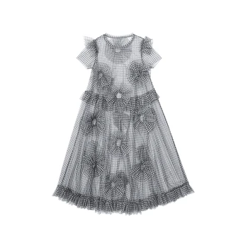 Imakokoni juoda ir balta tinklelis gazas suknelė originalaus dizaino sweet lady plonas ilgas vasaros mergaitė 182303