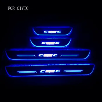 Individualų 4PCS Juda LED Sveiki Pedalą Automobilis Nusitrinti Plokštė Pedalo Slenkstis Durų Slenksčio Kelias Šviesos Honda Civic 2016-2018