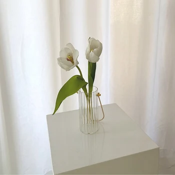INS Korėja Gėlių kompozicijų Metalo Nešiojamų Vertikalios Stiklo Maža Vaza Lempos Prabanga, Modernios Namų Baldų Minkšta Apdaila Vaza