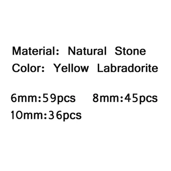 JHNBY Gamtos ShimmerStone Matinis Geltonos spalvos Labradoras akmens 6/8/10MM Apvali tarpiklius Prarasti karoliukai Papuošalai priėmimo 