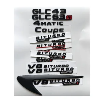 Juodos Raidės GLC43 GLC63 GLC63s V8 BITURBO 4MATIC+ Sparnas Kamieno Bagažinės Emblema Emblemų, Ženklų Mercedes Benz AMG X253 Sedanas
