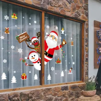 Kalėdų Animacinių filmų Lipdukai Žaislai Vaikams Lango Vitrina Nuimamas Santa Sąlyga Sniego Klijų Naujųjų Metų Namų Puošybai
