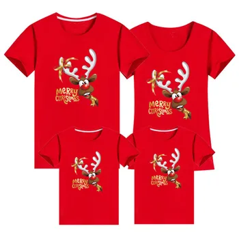 Kalėdų Šeimos Atrodyti T-Shirt Komplektus Šeimos Drabužius Elnias Naujųjų Metų Atitikimo Komplektus Tėvas, Motina, Sūnus, Dukra, Mama, Man Vaikas