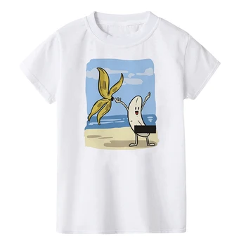 Kid ' s Bananų Disrobe Juokinga Dizainas, Print T-shirt Vasaros Humoro Anekdotas Hipster Marškinėliai Balti Atsitiktinis T Shirts Komplektus Streetwear