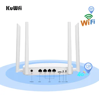 KuWFi 4G LTE, Wifi Maršrutizatorius 300Mbps 3G/4G Belaidžio MEZON Maršrutizatorius su Sim Kortelės Lizdas Palaikymo 4G LAN Su 4pcs Antenos iki 32users