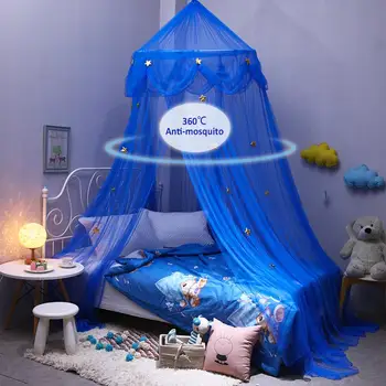 Kūdikio Lovelę Uodų Vaikas Blue Star Svajinga Kabo Net Nėrinių Dome Baldakimu Lovos Valance Palapinę, Patalynės, Užuolaidų Mergaitės kambarį decorat