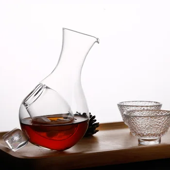 Kūrybos Japonų Stiliaus Stiklinis Vyno Butelis Nykščio Skylę Sake Stiklo Ąsotis Ledo Žiurkėno Lizdą Šaldymo Kambario Vyno Šakutės Decanter Rinkinys