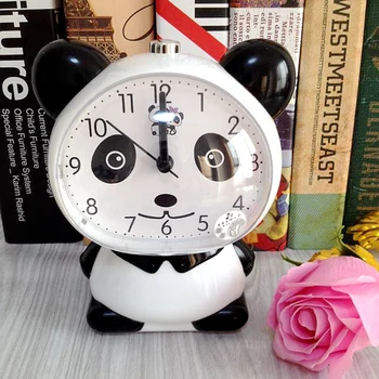 Kūrybos mielas Panda Išjungti Žadintuvas Naktį llght Animacinių filmų Kalbėti Stalo Laikrodis Vaikų Studentas
