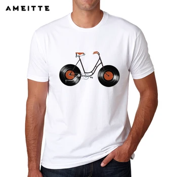 Kūrybos Vinilo Dizaino Dviračių Marškinėliai Vasaros Aukštos Kokybės Užsakymą Muzikos Marškinėliai Mados Hipster Tee Viršūnes Homme