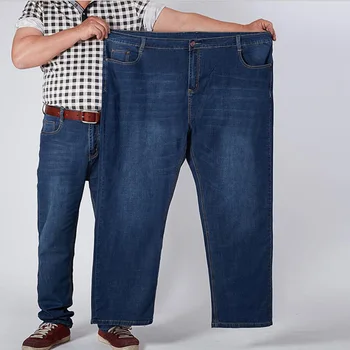 Labai didelis vyriški džinsai sutirštės 160 kg plius dydis 6XL 7XL 8XL 9XL 10XL juosmens 132 kelnės 44 46 48 50 52 elastinga rudenį mėlyna
