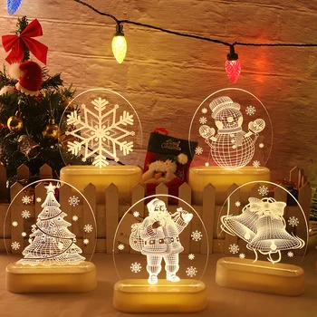 LED Pasakų String Žibintai, Baterija, USB 3D Kalėdų Senelis Medžio, Akrilo Naktį Šviesos Vestuvių Kalėdinė Dekoracija Namuose Kambarys Garliava