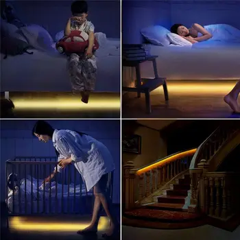 LED Smart Žmogaus Kūno Indukcijos Šviesos Juostelė atspari Vandeniui Lanksti Lempa Juosta Kaspino Naktinis Apšvietimas Miegamajame Namų Patalpų Naktį Lempa