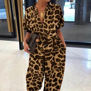 Leopard Motinystės Ziajać Trumpas Rankovės Kelnės 2020 Prarasti Nėščioms Moterims Rompers Darbo Drabužiai Jumpsuit Nėštumo Clothings Plius Dydis