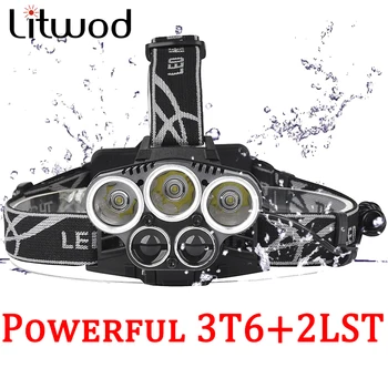 Litwod Z202309A power Led Žibintas 10000lm 3T6+2LST Aliuminio lydinio Kūno priekinis Žibintas, priekinis žibintas 6 Režimo Vadovas, Šviesos, Žibintuvėlis, atsparus vandeniui