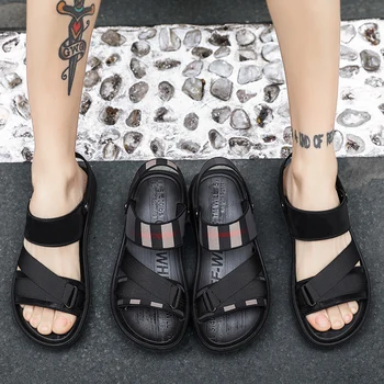 Luxe cuir prekės vyrams 39 s sandalai odiniai mens vasaros 2020 naujas paplūdimio romos atsitiktinis mados juoda sandale homme sandalias hombre
