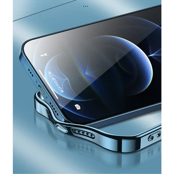 Mados Grūdintas Stiklas Nugaros Odos Atveju iPhone 12 Minkšto Silikono Rėmo Bumper 