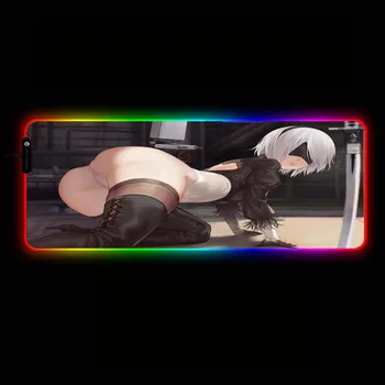 Mairuige Nier Automatai Sexy Anime Mergina RGB LED Didelės Pelės Mygtukai USB Laidinio Apšvietimo Žaidimų Kilimėlis Klaviatūros Spalvinga Šviesos Kilimėlis
