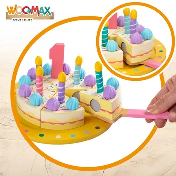Mediniai pyragas su Woomax reikmenys, virtuvės reikmenys, miniatiūrinė maisto, montessori žaislai, mergina žaislai
