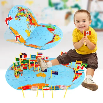 Medinis Žaislas Vaikams, Dėlionės, Žaislų Pasaulio Žemėlapis Šaligatvio Kūdikio Pažinimo Geografinių Žinių Stereo Švietimo Žaislai Vaikams Dovanų