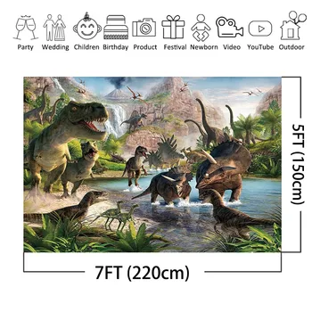 MEHOFOTO Juros periodo Pasaulio Fotografijos Fonas Dinozaurų Safari Džiunglėse Šalies Backdrops už Gimtadienio Dekoracijas Nuotrauka Fone