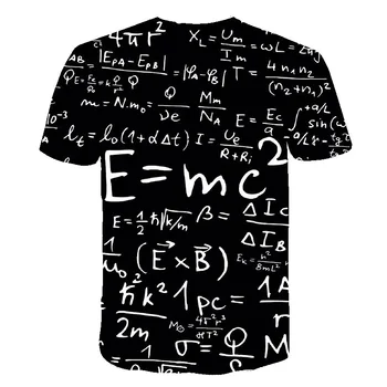 Mens Mados 3D E=MC2 Formulė Spausdinami 3D T-Shirt Vyrai Atsitiktinis, O Kaklas Trumpas Rankovėmis Viršūnes Juokinga Black Marškinėliai Tees 2019 M. Vasarą WMT73