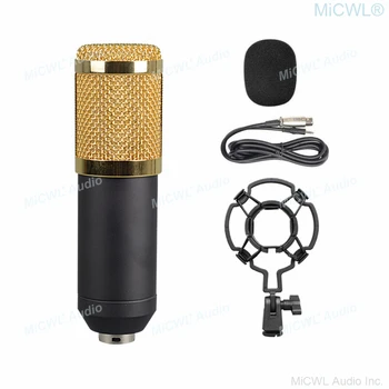 MiCWL X800 Tinklo Gyvai, Karaoke, PC Dainuoti Įrašymo Studijoje Mikrofonas Kondensatoriaus Mikrofonas Microfone su Shock Mount Stalas Paramos Aukso
