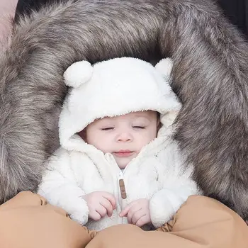 Mielas Karšto Naujagimis Baby Bear Footies Mergaitė Berniukas Šilčiau Fuzzy Drabužius Gobtuvu Footies Jumpsuit Žiemą Šiltas Clothes0-24M