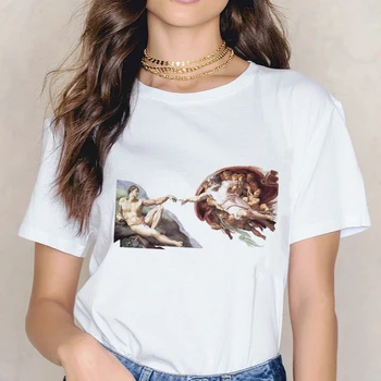 MIKELANDŽELAS Estetinės pasisveikinti Harajuku Klaidingą Asmenybės Spausdinti Streetwear T-shirt Ulzzang HipHop Atsitiktinis Marškinėliai Moterims Topai
