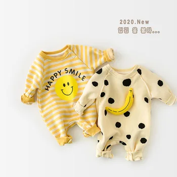 MILANCEL 2020 m. Žiemos Kūdikiams Tirštėti Pamušalas Kūdikių, Mergaičių Drabužiai 3D Bananų Kūdikio Jumpsuit Šypsena, Kūdikio Mergina Drabužių