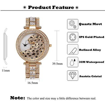 MISSFOX Moterų Laikrodžiai, Prabangūs Garsių Prekės Diamond Gold Žiūrėti Retro Leopard Neįprastas Laikrodžiai Viršų Pardavimo reloj mujer elegante Dovanų