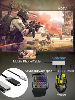 Mobiliųjų Gamepad Valdytojas Žaidimų Pelės, Klaviatūros Keitiklis, Bluetooth adapteris X9 Telefoną prie KOMPIUTERIO, HDMI 4K@60hz expander HDTV TV