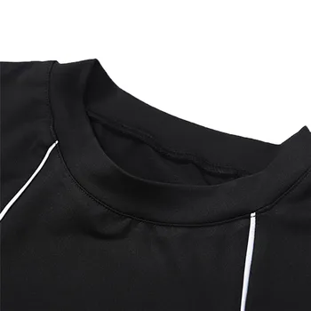 Moterys 2 dalių Komplektas Tracksuit 2020 M Sexy ilgomis Rankovėmis Dryžuotas Kratinys T-shirt Apkarpyti Viršūnes Aukšto Liemens Kelnės Kelnės Apačioje Juoda Rinkinys