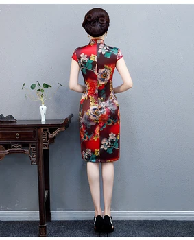 Moterys, Kasdien Kinijos Tradicinės Qipao Cheongsam Trumpas Rankovės 4XL Elegantiškas Moterų Suknelės vakarinę Suknelę