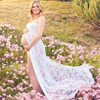 Motinystės Shoulderless Nėrinių Fotografijos Rekvizitai, Suknelių nėščiosioms Nėštumo Drabužiai Motinystės Suknelės fotosesiją