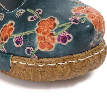 Nacionalinės stilius Saldus Gėlių Komfortą Blynai Storio-apačioje Šviesos neslidus Baotou Odos Rankinė Pusė šlepetės Mori sandalai