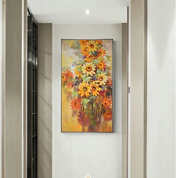 Naftos Šiuolaikinės Saulėgrąžų Sienos Meno Gėlių Paveikslai Tapyba Plakatus Spausdina POP Art Nuotraukų Galerija Kambarį Namų dekoro