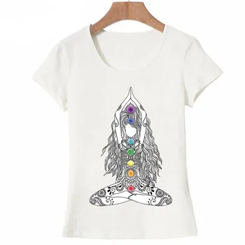 Nauja Vasaros Moterų Mados T Shirts Čakros Atidumas Meditacijos Zen Print T-Shirt Moteris Atsitiktinis Viršūnes Naujovė Moterų Tee