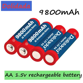 Nauja Žyma AA baterijos 9800 mah įkraunamos baterijos AA 1,5 V Įkrovimo Naujas Alcalinas drummey +1pcs 4-cell baterijos įkroviklis