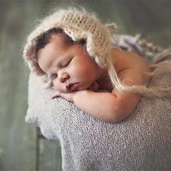 Naujagimio moheros skrybėlę fotografijos rekvizitai,kūdikių rankomis megzti skrybėlę kūdikių fotografija rekvizitai