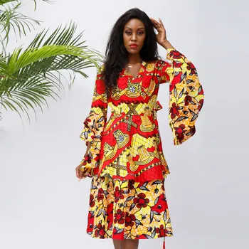 Naujas Mados 2021 Afrikos Suknelės Moterims Vaškas Suknelė Ankara Suknelės Afrikos Tradicinės Afrikos Apsirengti Drabužius ilgomis rankovėmis Suknelė