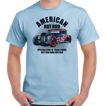 Naujas Mados Mens trumpomis Rankovėmis Marškinėlius Medvilnės Americain Hot Rod T-Shirt Hommes Classique JAV GAZ Voiture Personnalisee Marškinėliai